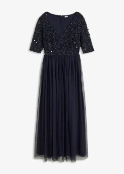 Abendkleid aus zartem Tüll mit Paillettenstickerei