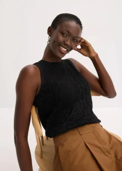 Ajour Stricktop mit metallisierenden Fasern