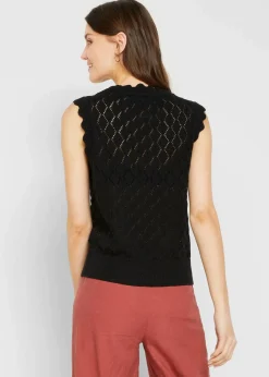 Ajour-Pullunder aus Baumwoll-Mix