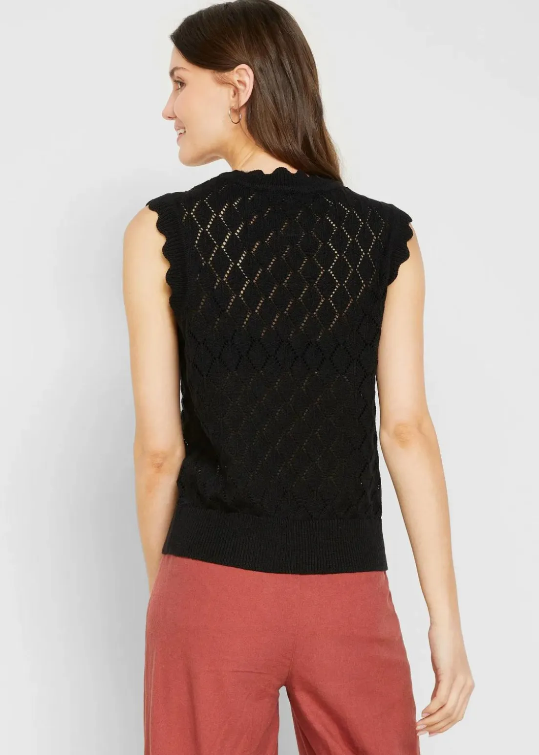 Ajour-Pullunder aus Baumwoll-Mix