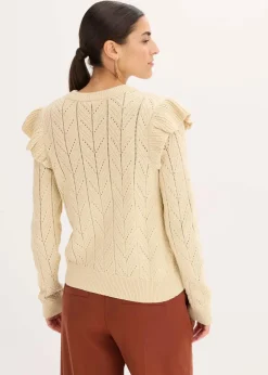 Ajour-Strickjacke aus Baumwolle