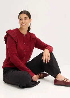 Ajour-Strickjacke aus Baumwolle