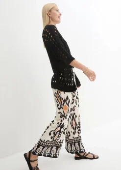 Ajour-Strickjacke mit Glitzergarn