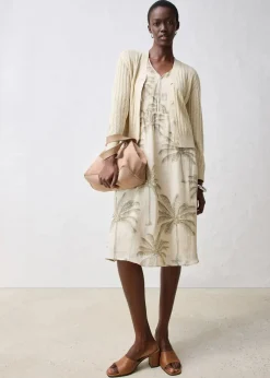 Ajour-Strickjacke mit Leinenanteil