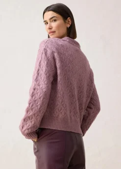 Ajour-Strickjacke mit Wolle