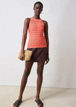 Ajour-Stricktop mit Leinenanteil