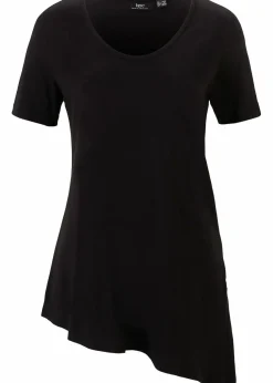 Asymetrisches Longshirt aus Baumwoll-Viskose-Mischung