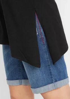 Asymetrisches Longshirt aus Baumwoll-Viskose-Mischung