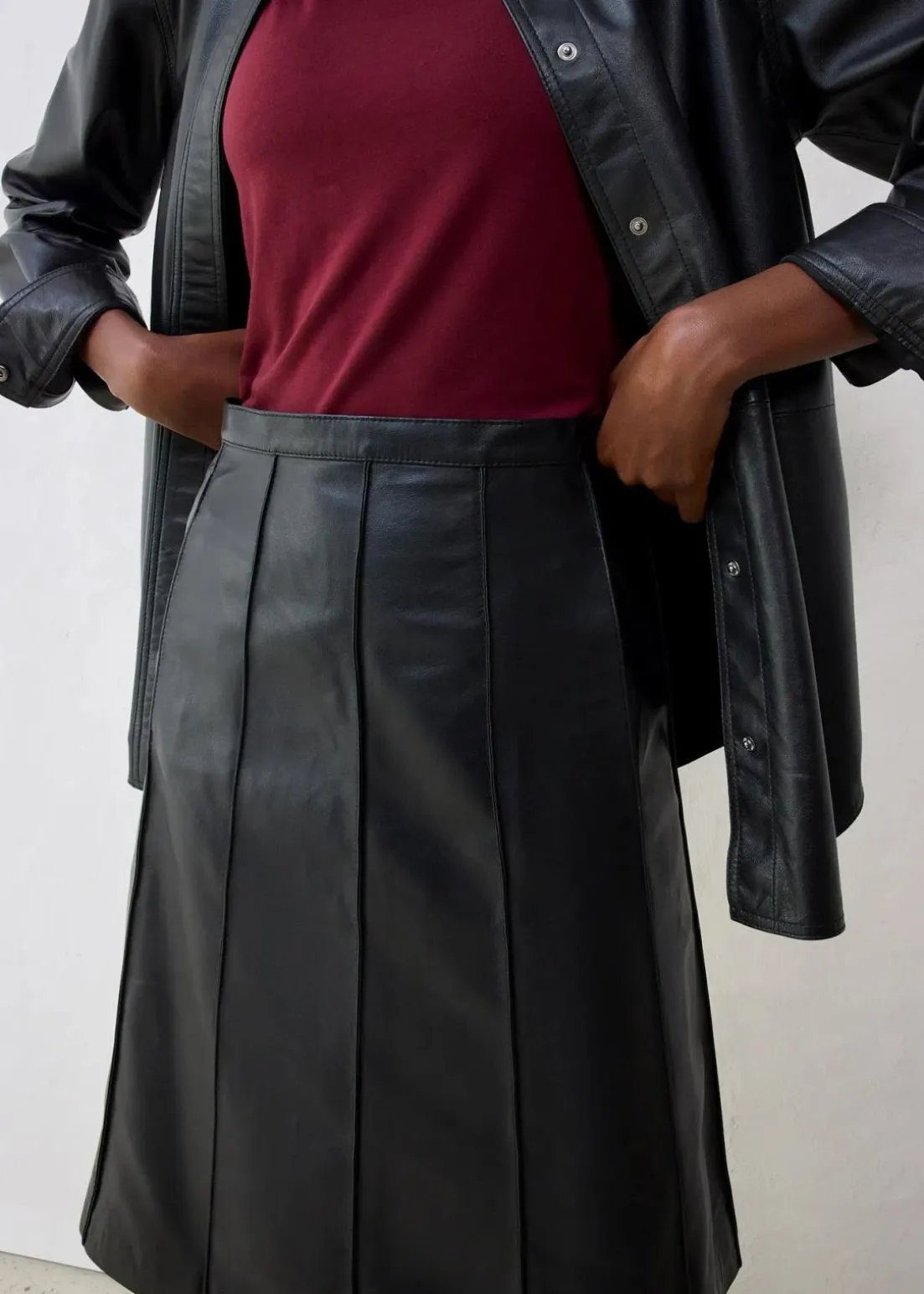 Ausgestellter Lederrock aus Lammnappa