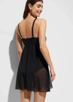 Badekleid mit transparentem Mesh