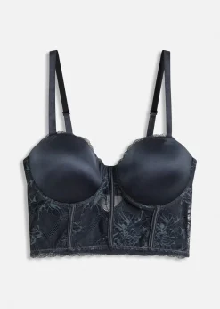 Balconette-BH mit feiner Spitze und Glanzeffekt