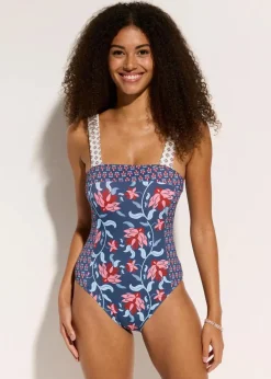 Bandeau-Badeanzug mit breiten Trägern