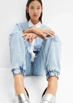 Barrel-Jeans, Mid Waist, Bequembund