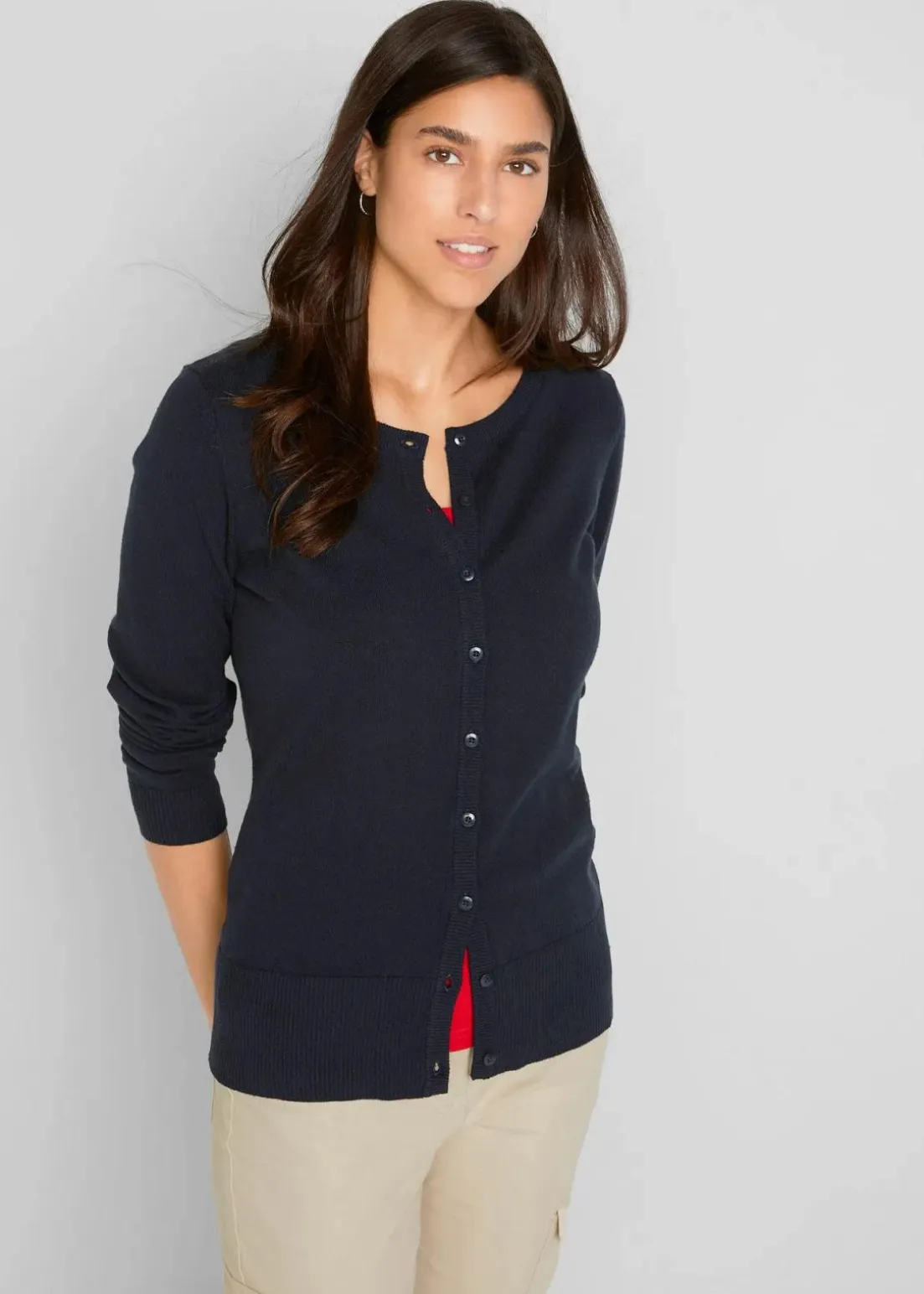 Basic Feinstrickjacke mit recycelter Baumwolle