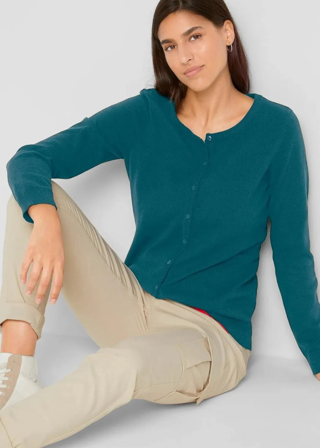 Basic Feinstrickjacke mit recycelter Baumwolle