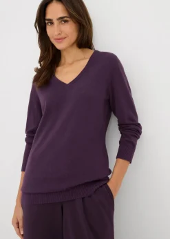 Basic Longpullover mit V-Ausschnitt