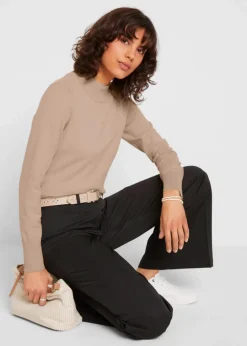 Basic Pullover mit Stehkragen mit recycelter Baumwolle