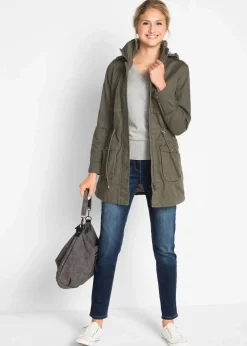 Baumwoll Parka mit Jerseyfutter