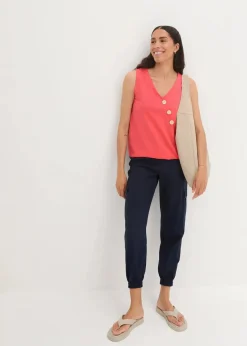 Baumwoll Top in Wickeloptik mit Gummibund