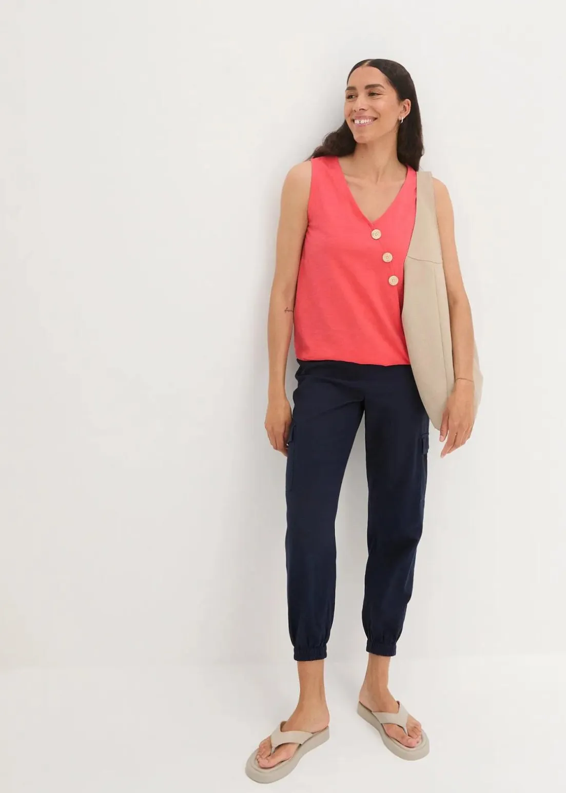 Baumwoll Top in Wickeloptik mit Gummibund