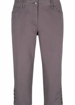 Baumwoll-Capri-Hose mit Bequembund und Knöpfen