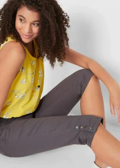 Baumwoll-Capri-Hose mit Bequembund und Knöpfen