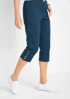 Baumwoll-Capri-Hose mit Bequembund und Knöpfen