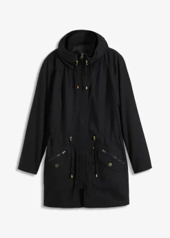 Baumwoll-Kurzparka mit Stehkragen, talliert