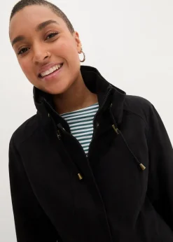 Baumwoll-Kurzparka mit Stehkragen, talliert