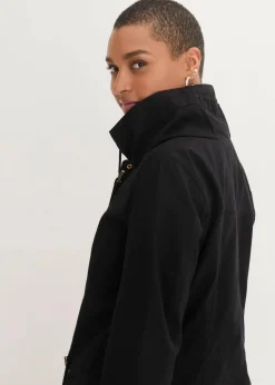 Baumwoll-Kurzparka mit Stehkragen, talliert