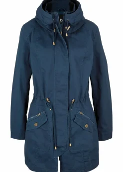 Baumwoll-Kurzparka mit Stehkragen, talliert