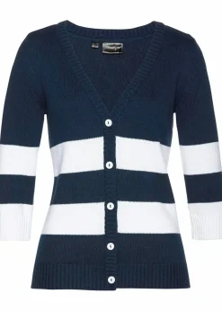 Baumwollstrickjacke mit Streifen