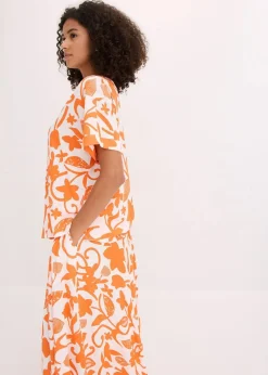 bedruckte Tunikabluse aus fließender Viskose