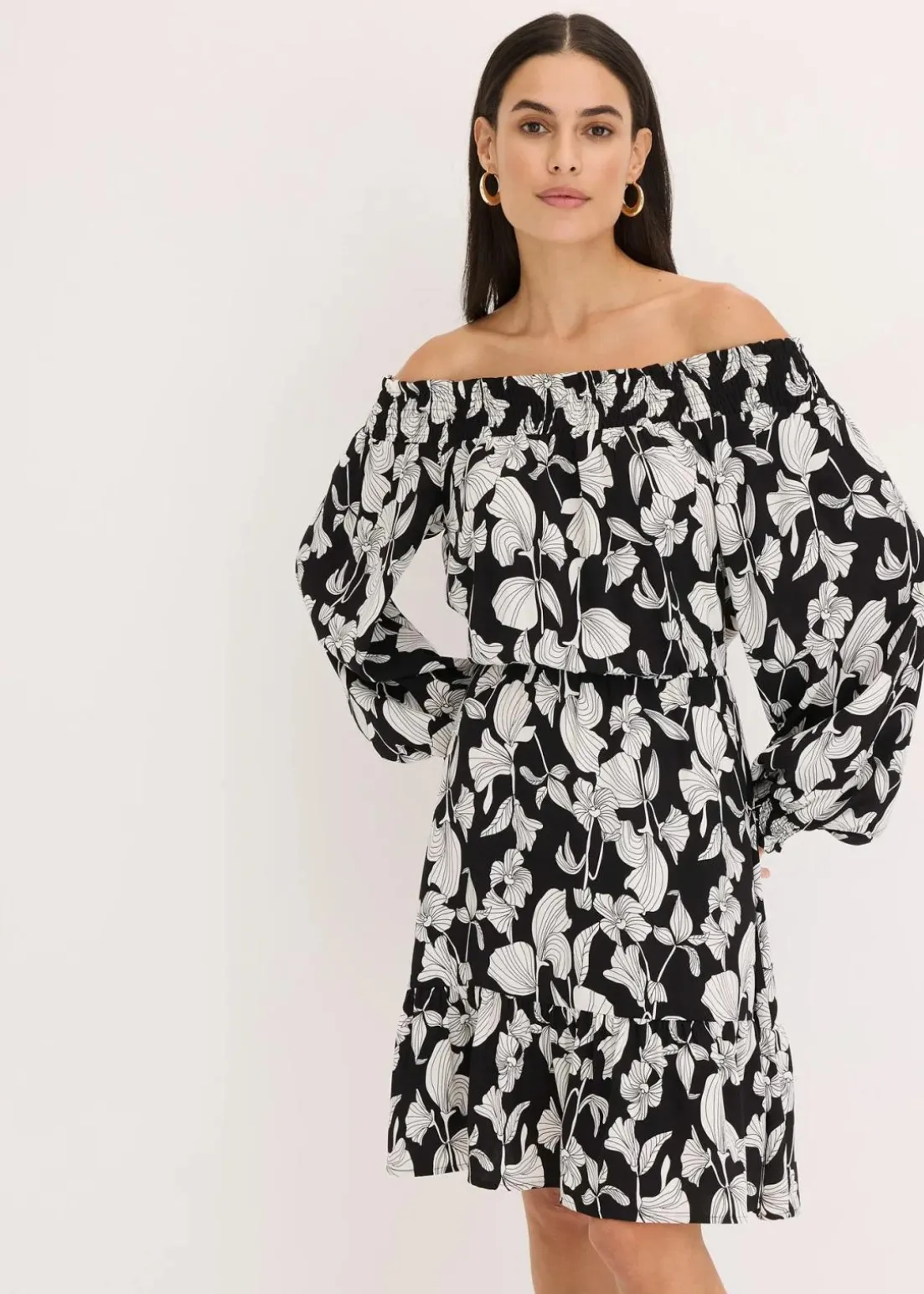 bedrucktes Carmen-Kleid