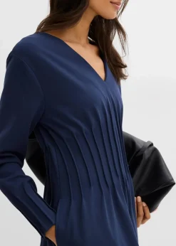 Bequemes Kleid mit Zierfalten aus Viskose-Mix