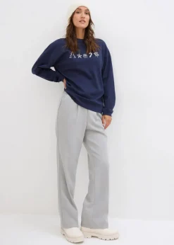 Besticktes Weihnachts-Langarmshirt, oversized