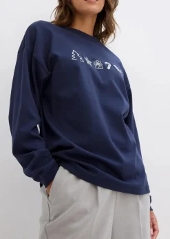 Besticktes Weihnachts-Langarmshirt, oversized