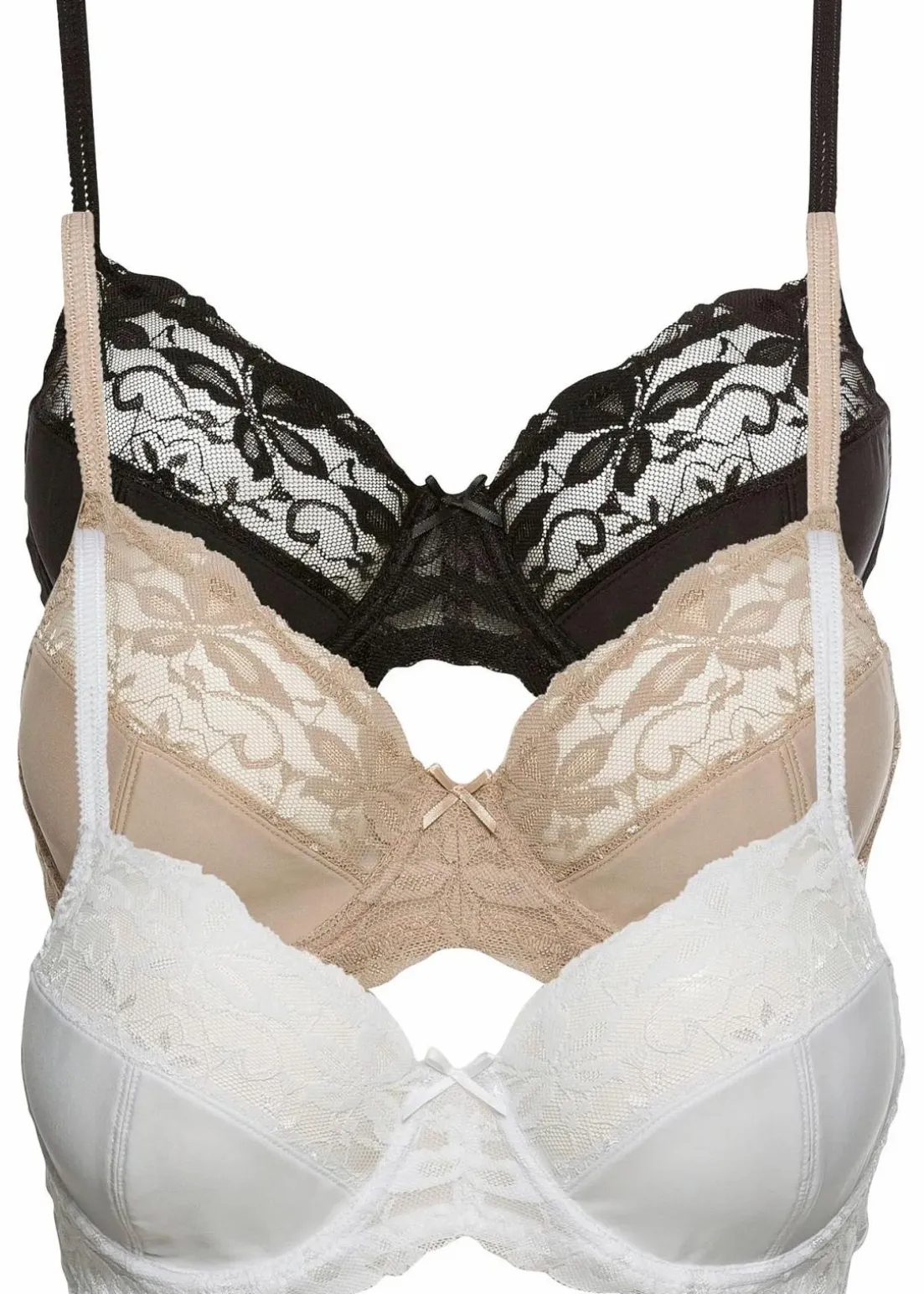 Bügel-BH mit zarter Spitze (3er Pack)