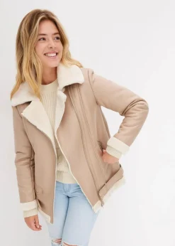 Biker-Jacke aus Lammfellimitat