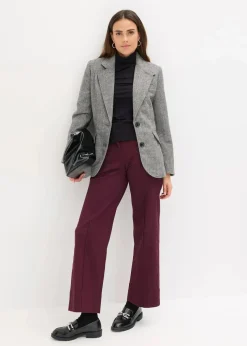 Blazer mit Fischgratmuster und Wollanteil