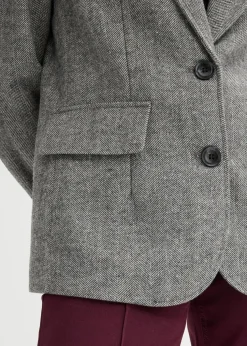 Blazer mit Fischgratmuster und Wollanteil