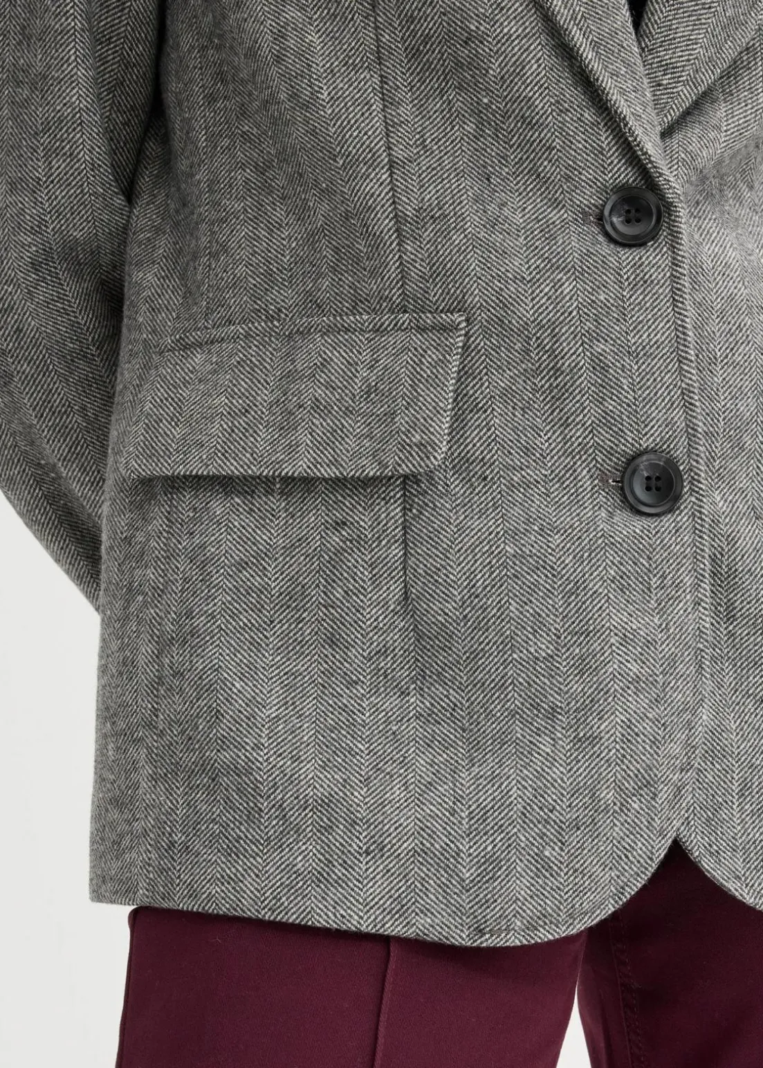 Blazer mit Fischgratmuster und Wollanteil