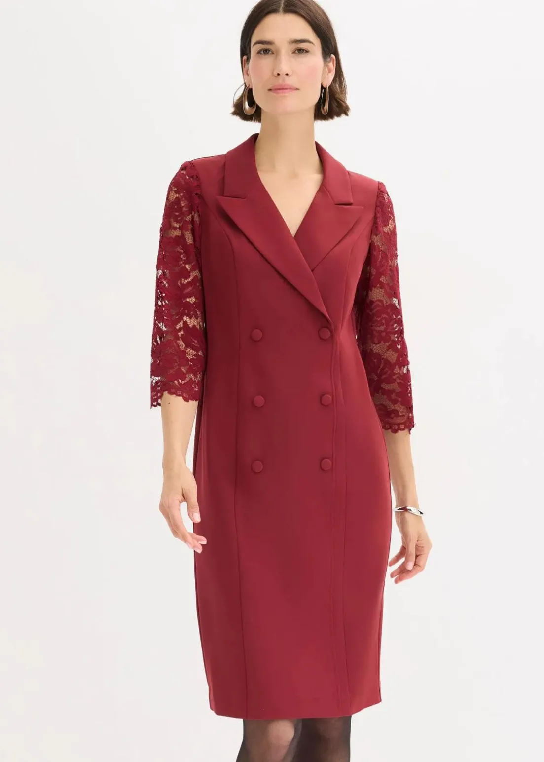 Blazer-Kleid mit Spitzenärmeln