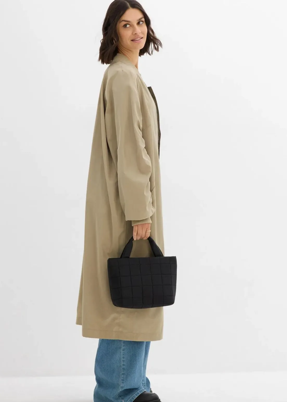 Blouson-Mantel mit Strickkragen