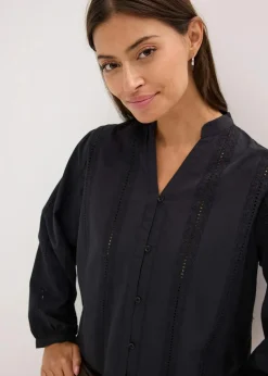 Bluse aus Baumwolle mit Spitzen-Details