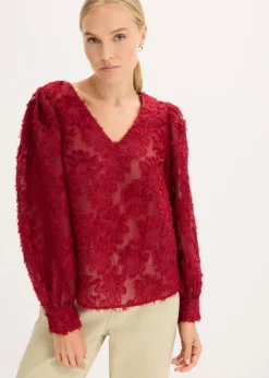 Bluse mit floralem Strukturmuster