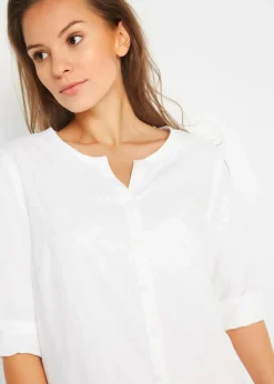 Bluse mit Leinen, 3/4 Arm