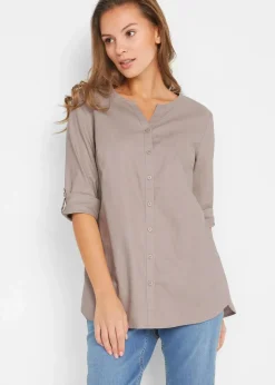 Bluse mit Leinen, 3/4 Arm