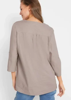 Bluse mit Leinen, 3/4 Arm