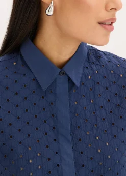 Bluse mit Lochstickerei